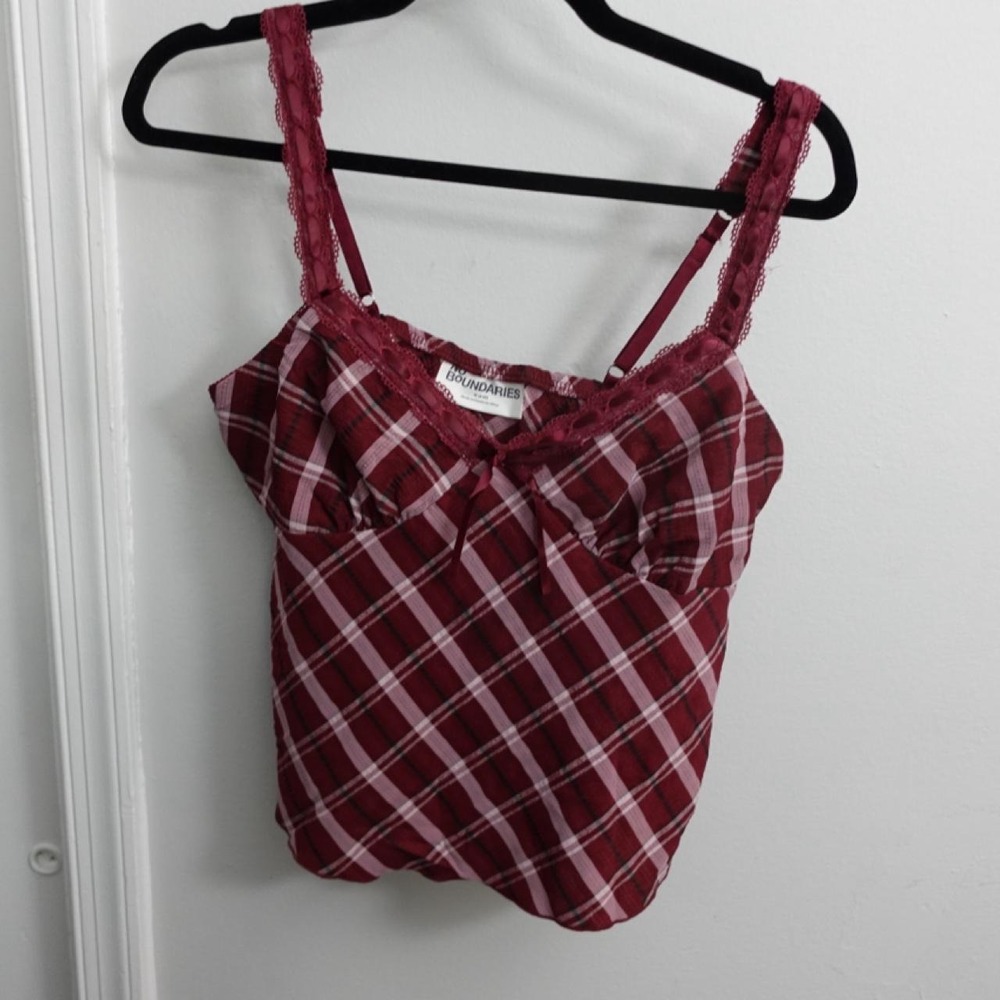 Burgundy plaid Cami top